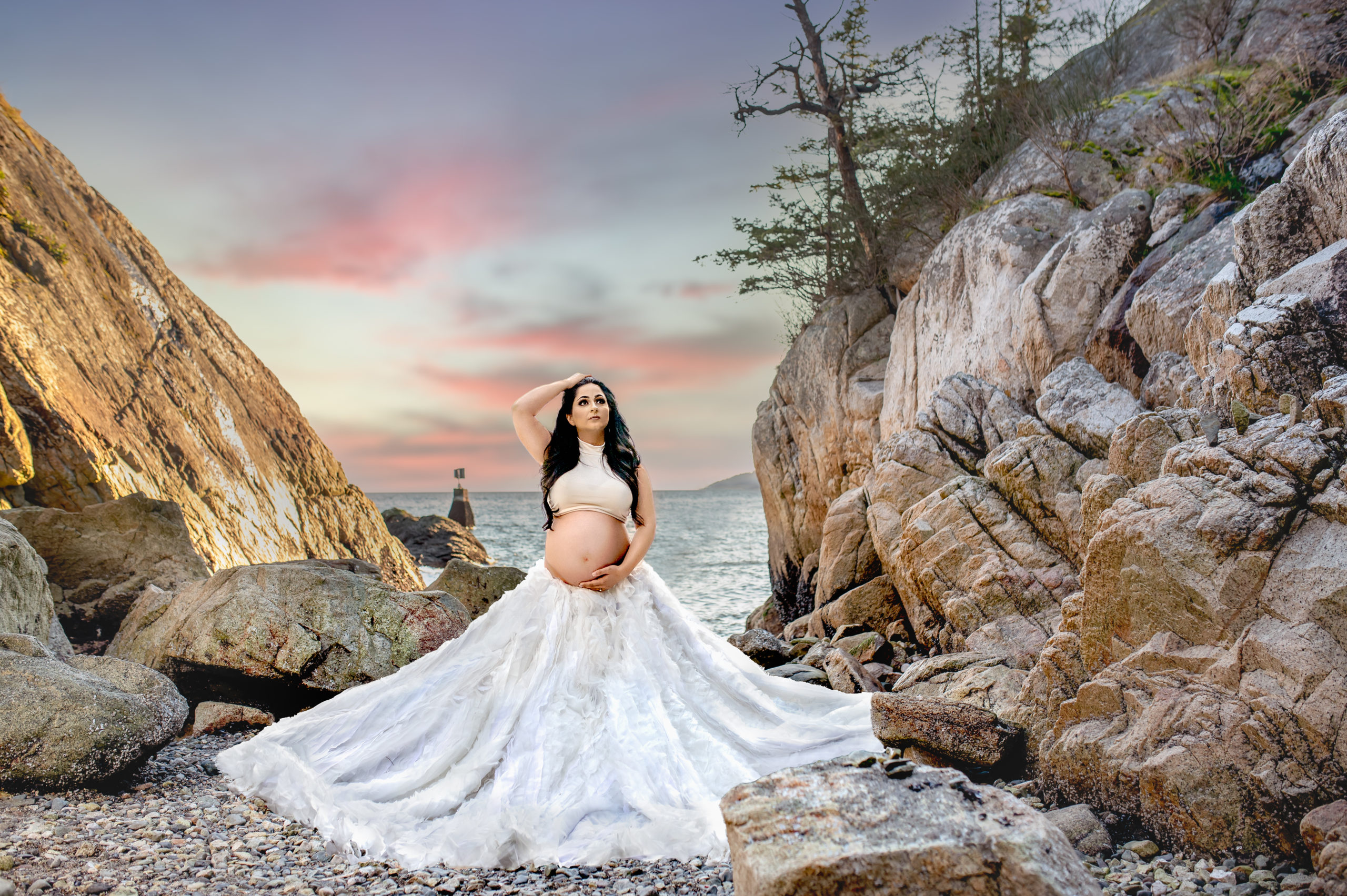 Maternity Session in White Skirt Portrait Photographer